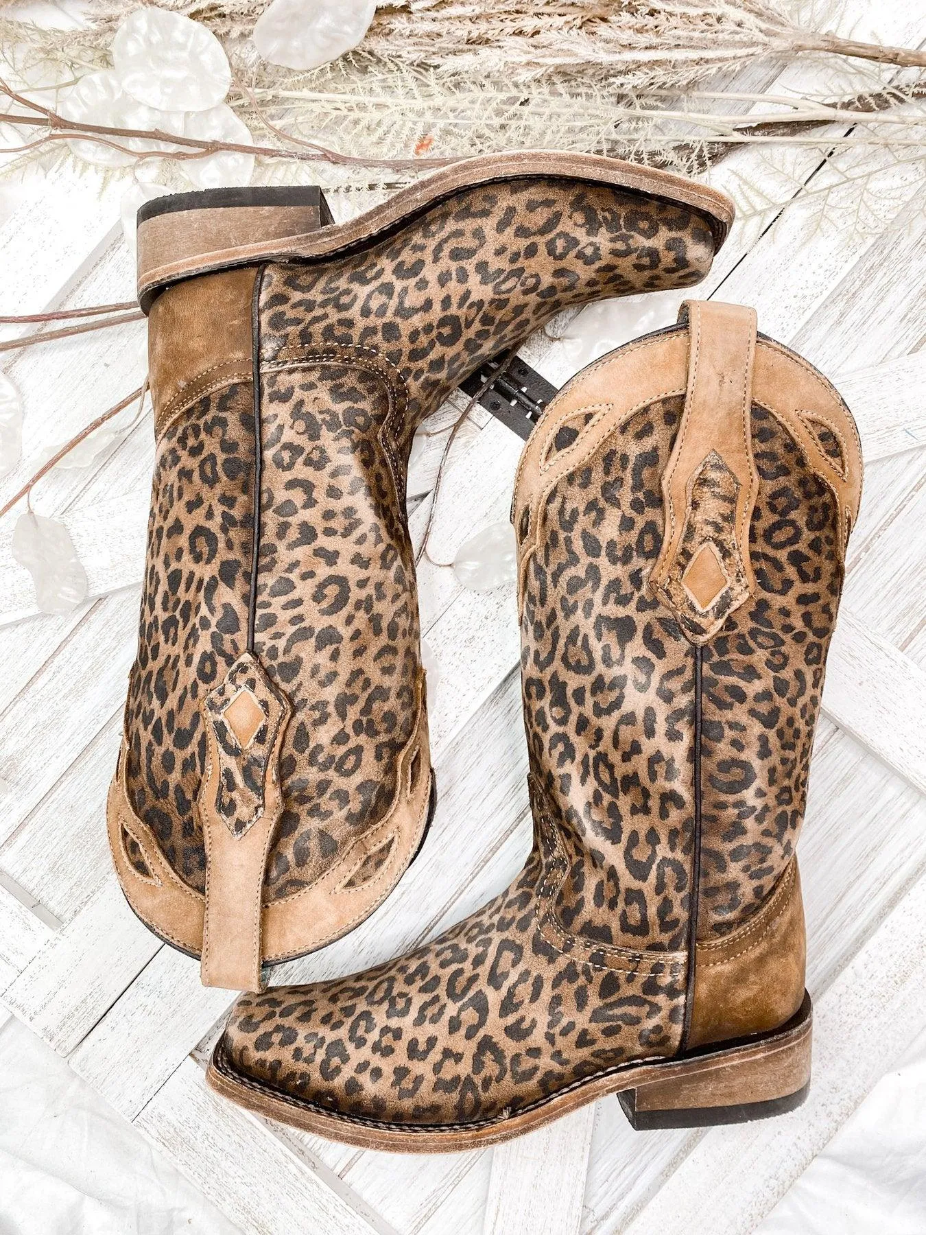 Corral Women's Leopard Print Square Toe Cowgirl Boots C3788