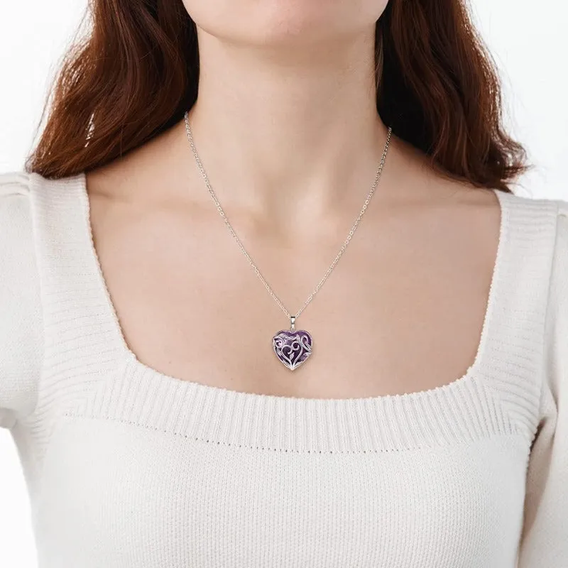 Crystal Gemstone Silver Flower Pendant Necklace