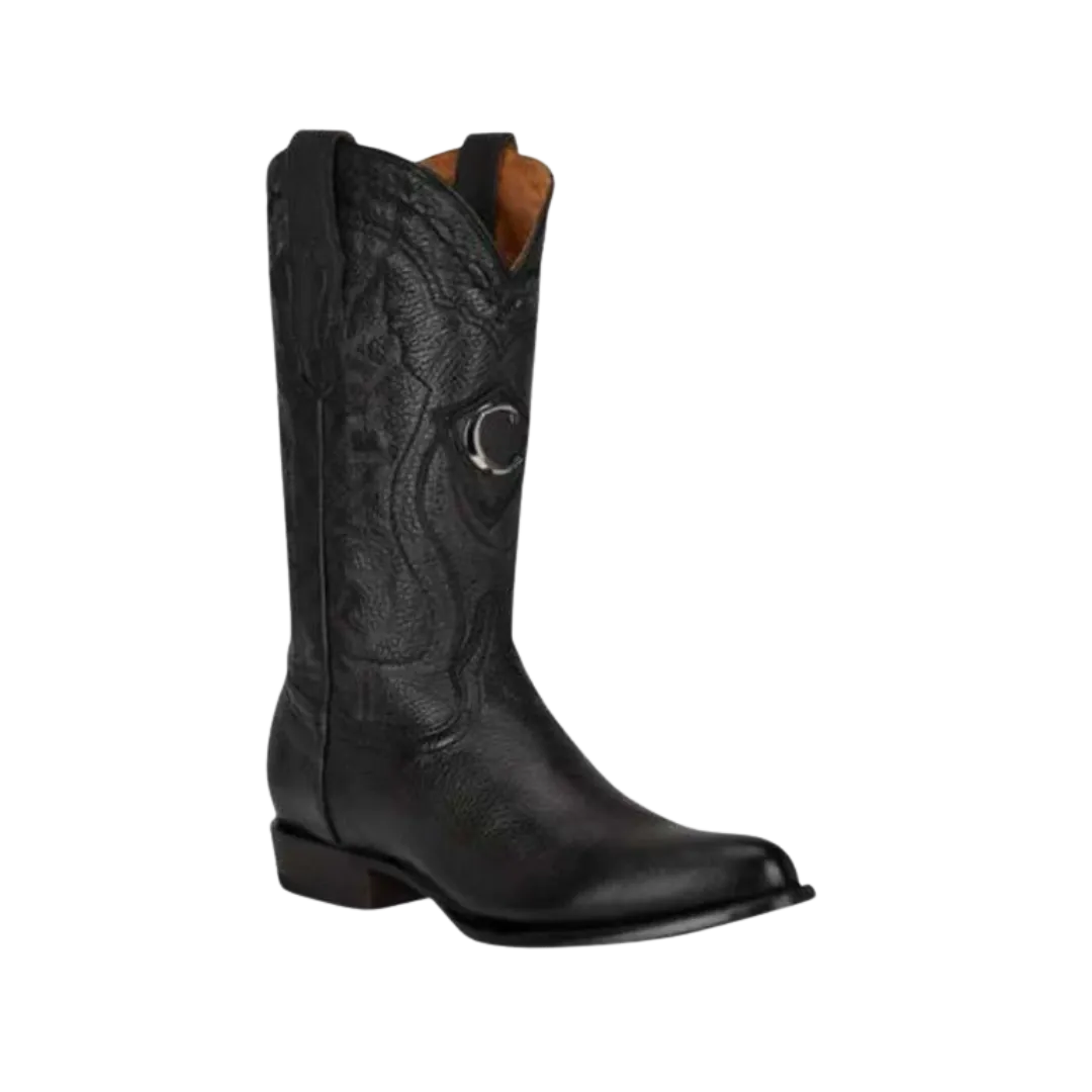 Cuadra Men's Black Deer Laser & Embroidery Round Toe Boot