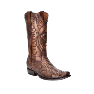 Cuadra Men's Engraved Python Honey Brown Western Boots