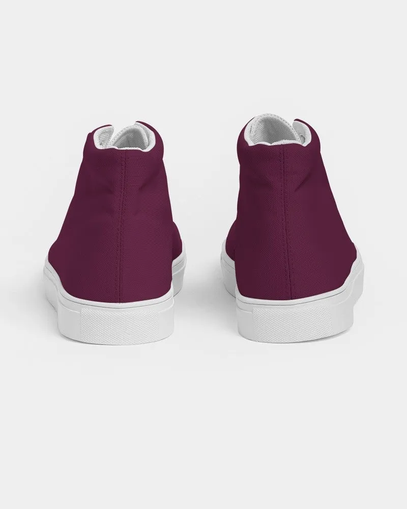 Dark Magenta Men's High-top Canvas Sneakers | Men's | Dark Pure Magenta | C0M100Y0K80