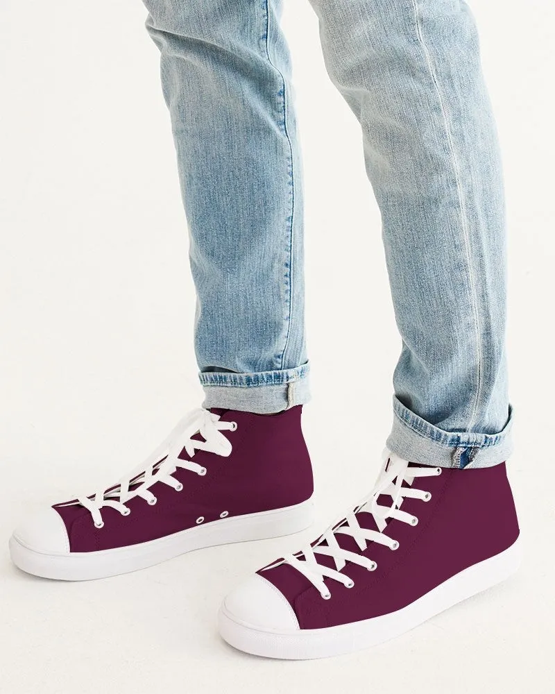 Dark Magenta Men's High-top Canvas Sneakers | Men's | Dark Pure Magenta | C0M100Y0K80