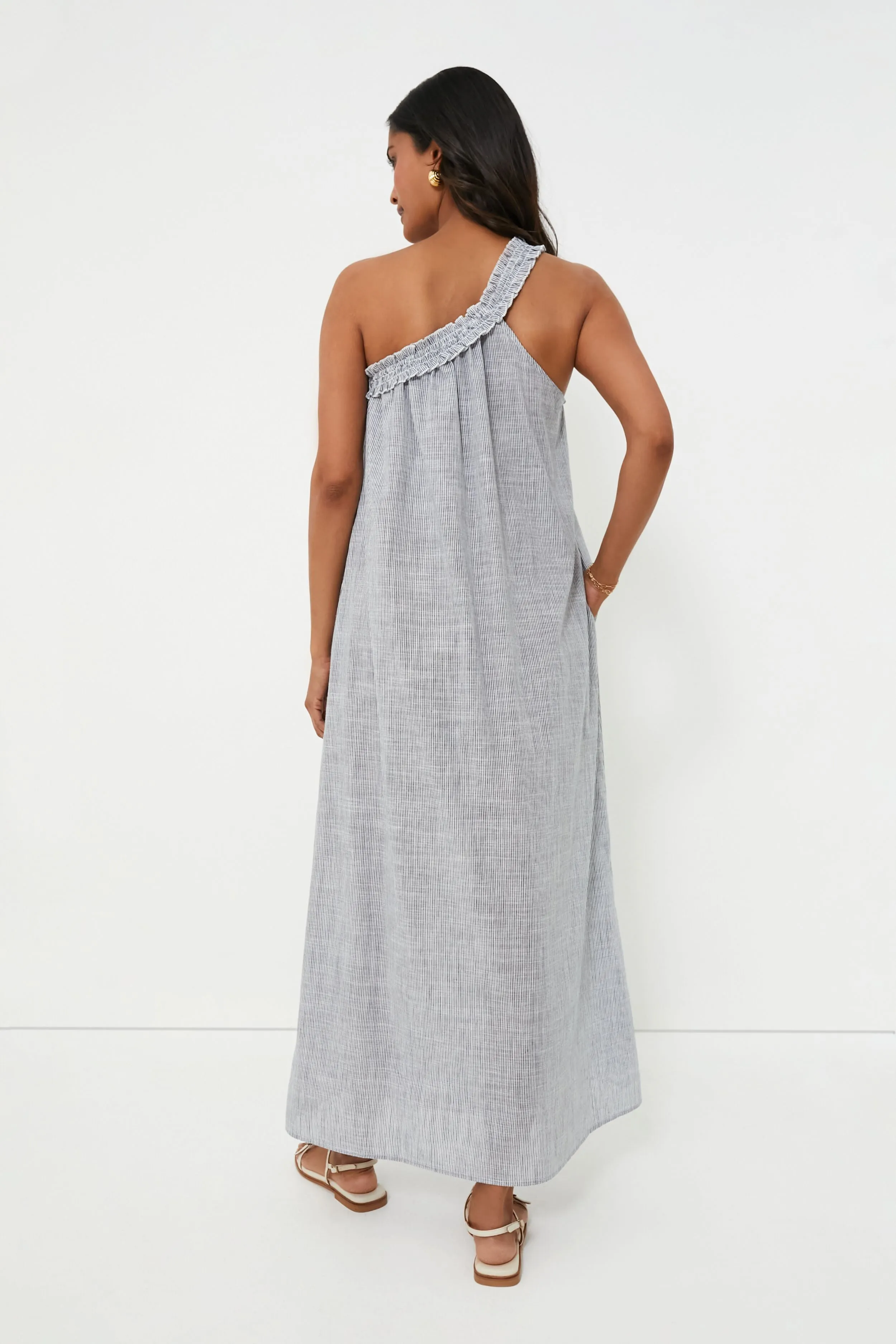 Dark Navy Stripe Donatella Maxi