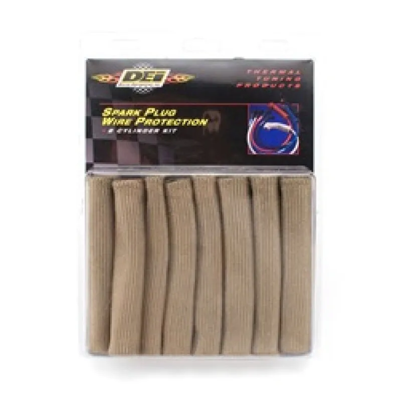 DEI Titanium Protect-A-Boot Spark Plug Boot Sleeve 6" Long Woven Fiberglass Tan (Set of 8)