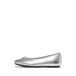 Delicato Bow Soft Metallic-Leather Ballet Flats