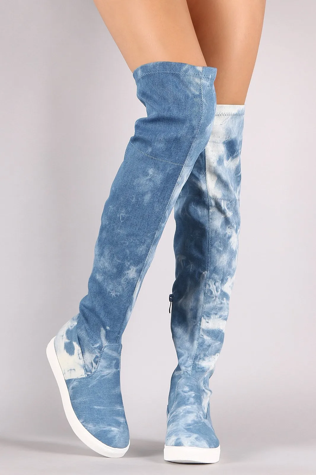 Denim Over-The-Knee Sneaker Boots