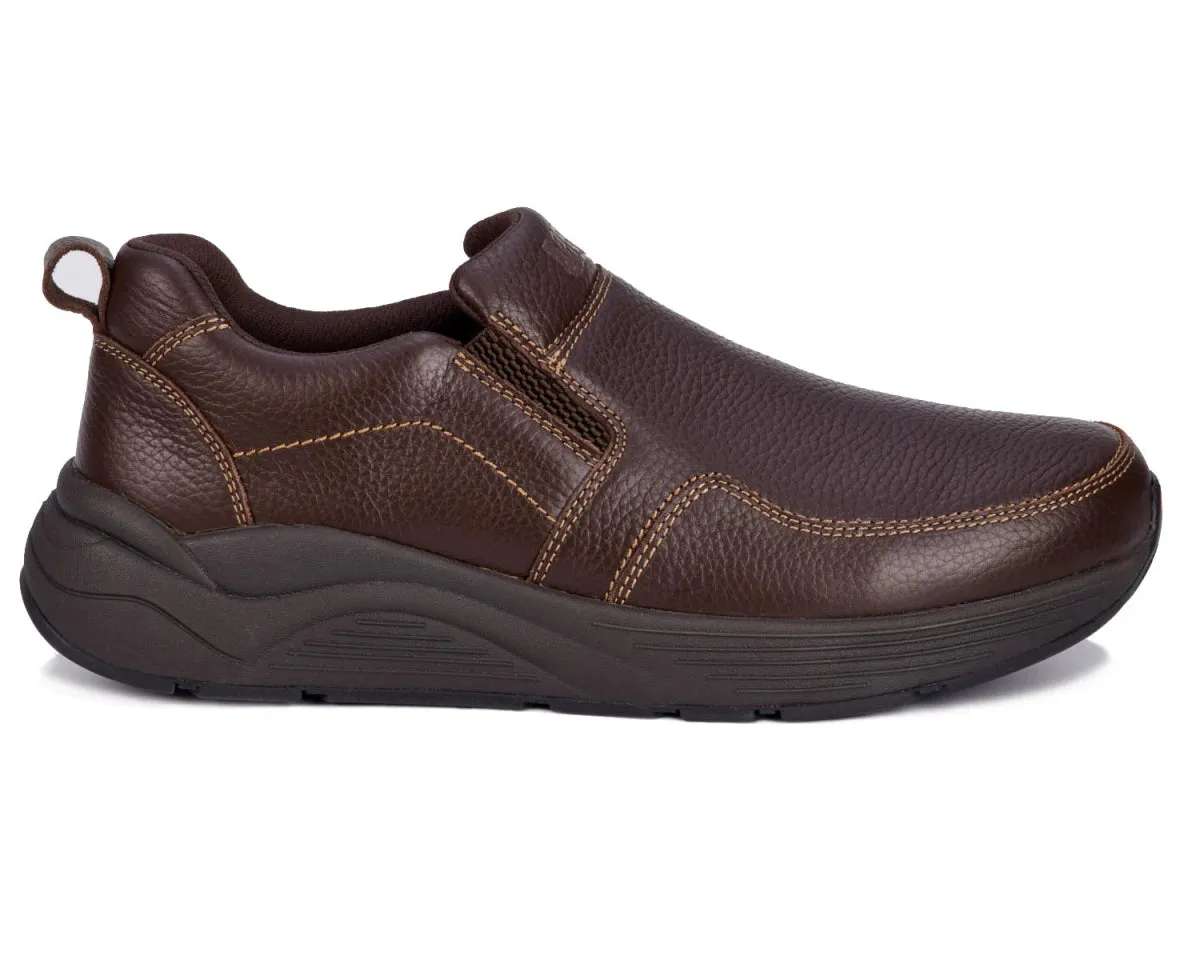 Drew Match Men's Slip-on Casual Shoe In Brown Pebbled Leather