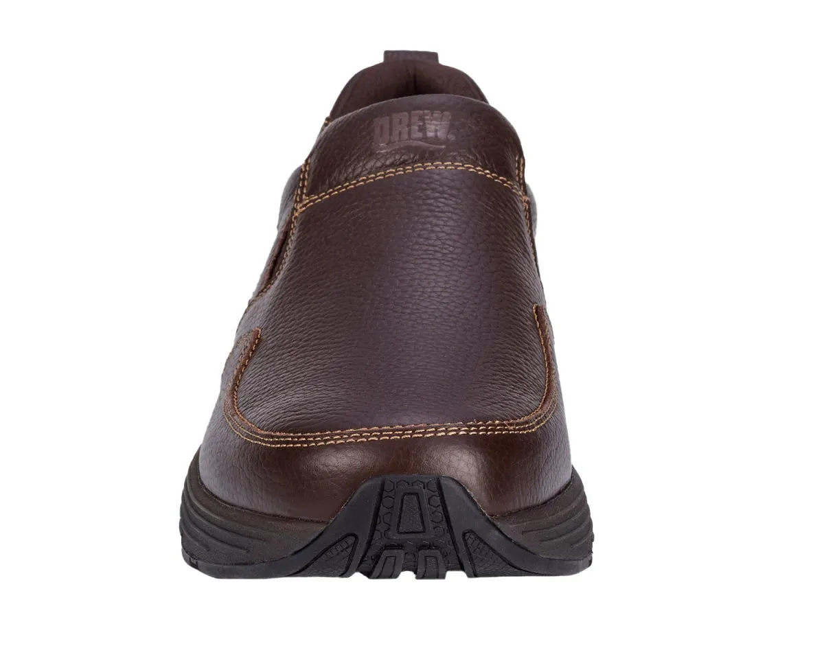 Drew Match Men's Slip-on Casual Shoe In Brown Pebbled Leather