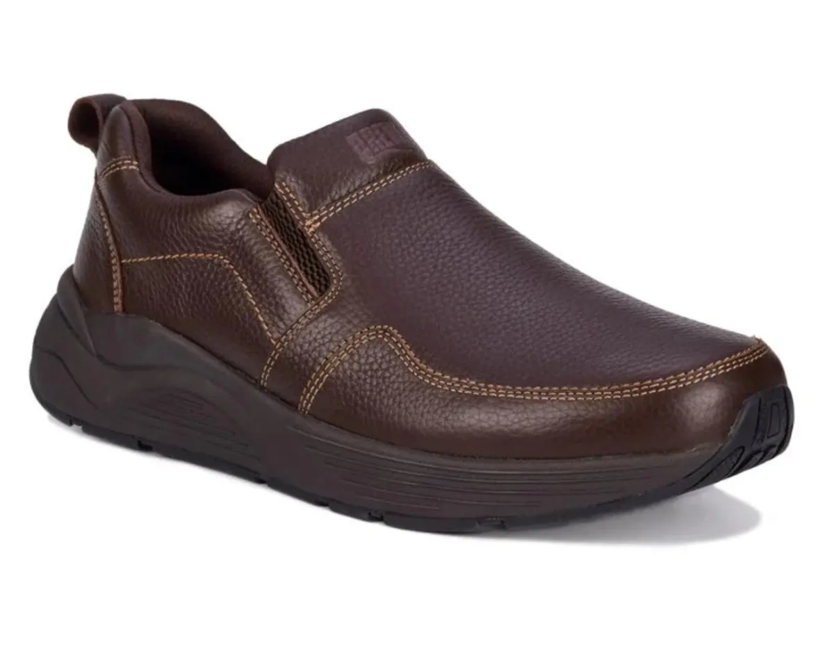 Drew Match Men's Slip-on Casual Shoe In Brown Pebbled Leather