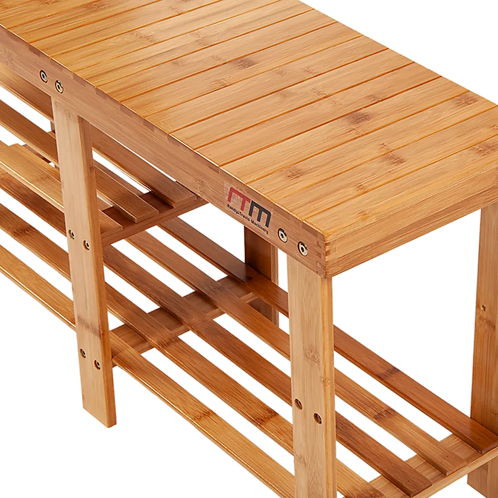 Eco Bamboo Shoe Rack Bench - Durable Storage - 8 Pairs