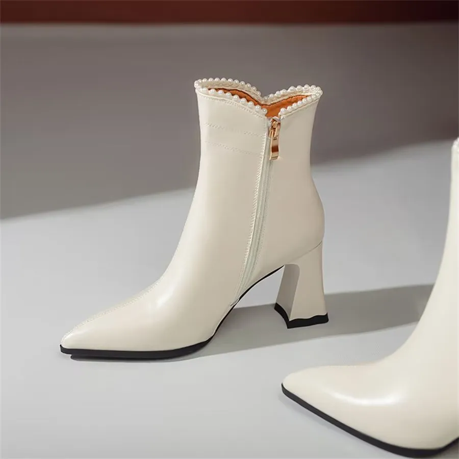 Elegant Zipper Pointed Toe Lace-Up High Heel Boots