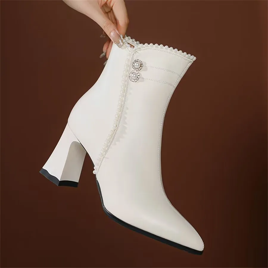 Elegant Zipper Pointed Toe Lace-Up High Heel Boots