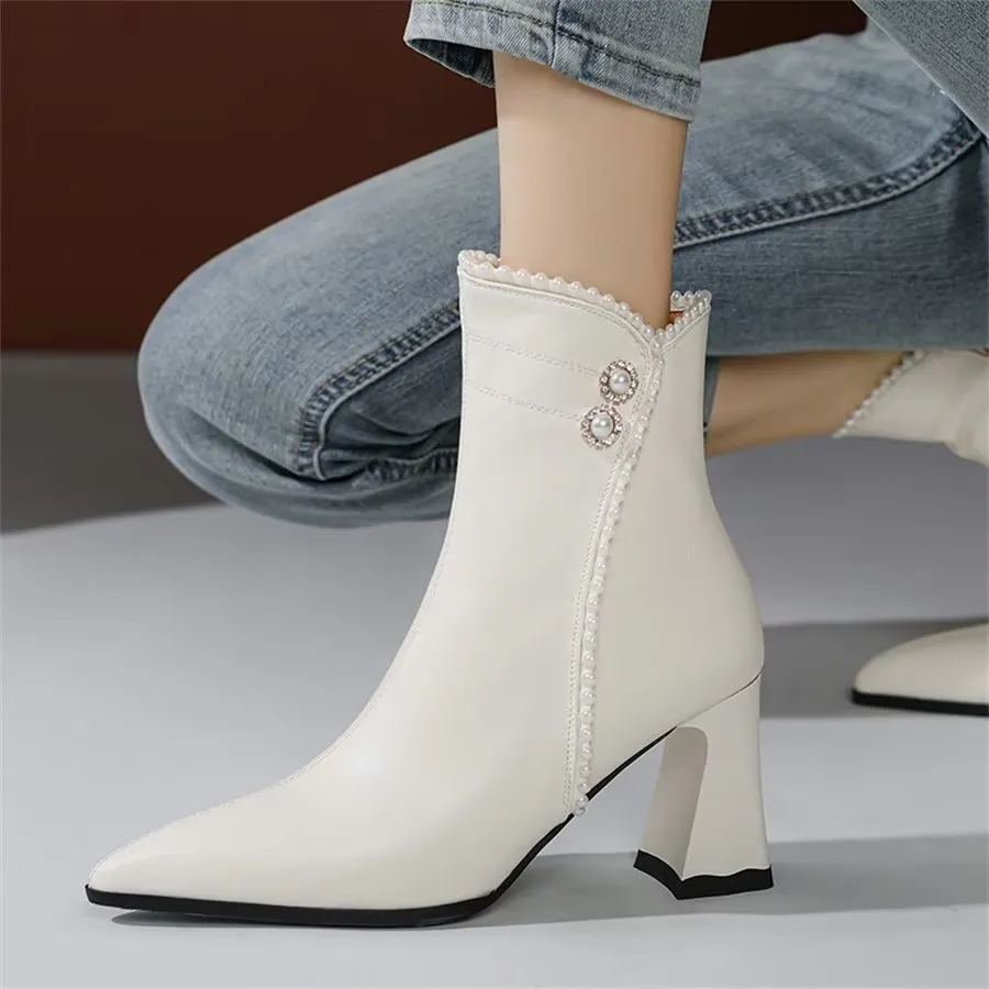 Elegant Zipper Pointed Toe Lace-Up High Heel Boots