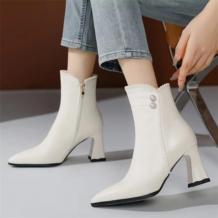 Elegant Zipper Pointed Toe Lace-Up High Heel Boots