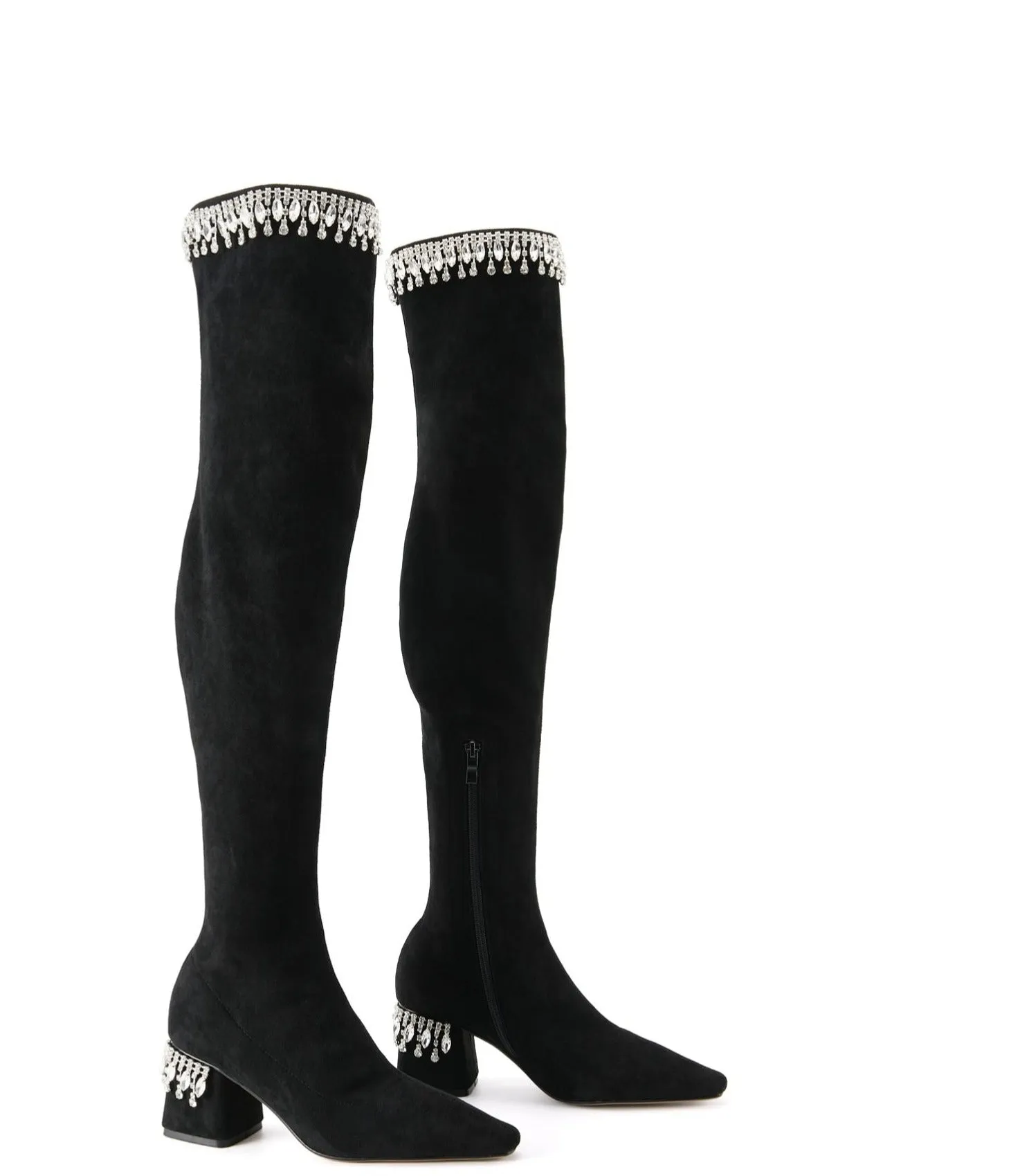 FEIFEI original niche design over-the-knee elastic package leg high boots rhinestone- Elenoe