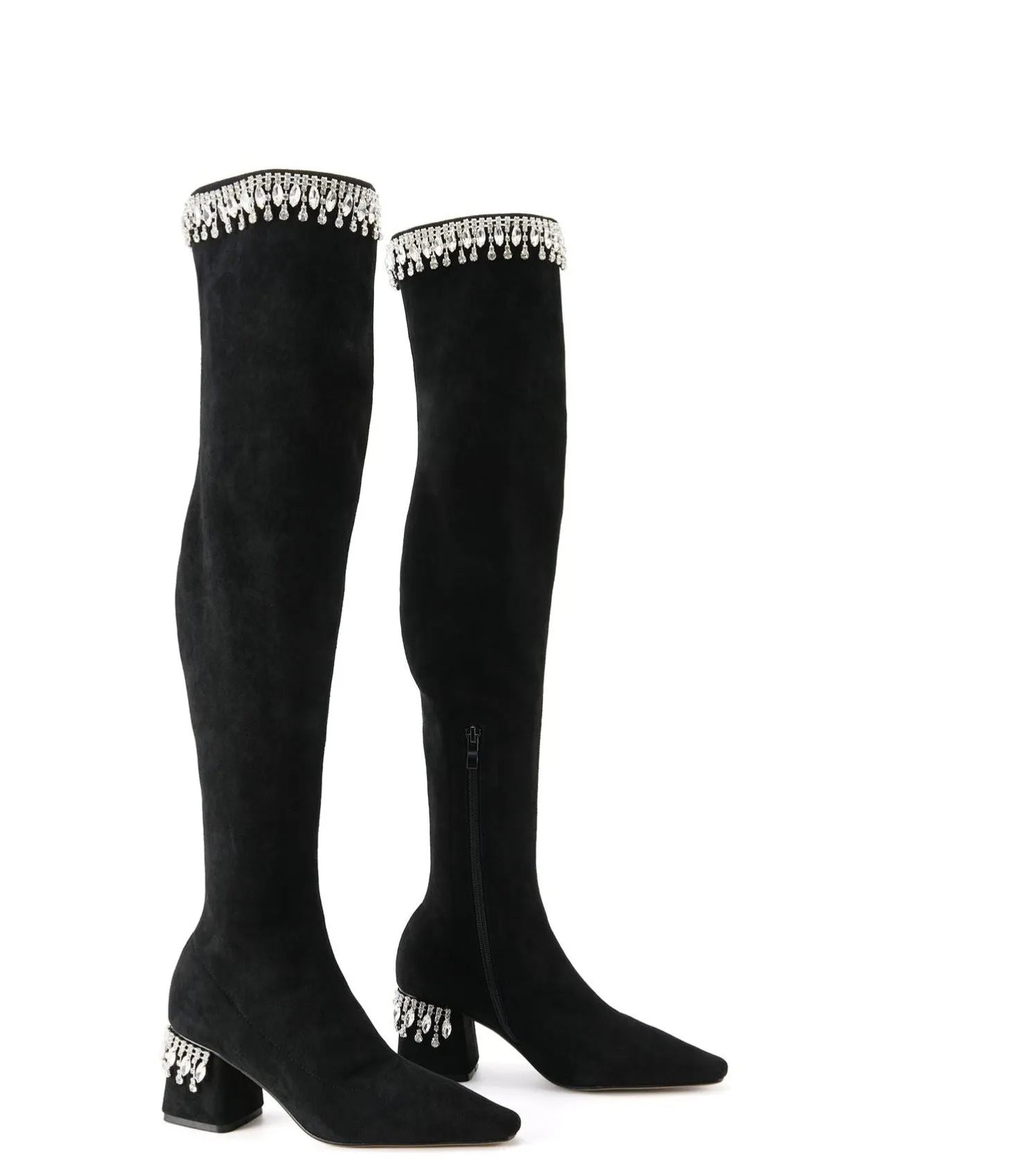 FEIFEI original niche design over-the-knee elastic package leg high boots rhinestone- Elenoe