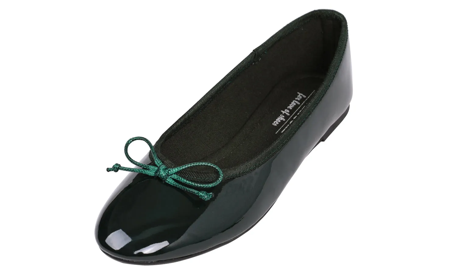 Feversole Women's Macaroon Dark Green Memory Foam Cushion Insock Patent Ballet Flat