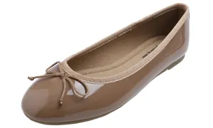 Feversole Women's Macaroon Dark Taupe Memory Foam Cushion Insock Patent Ballet Flat