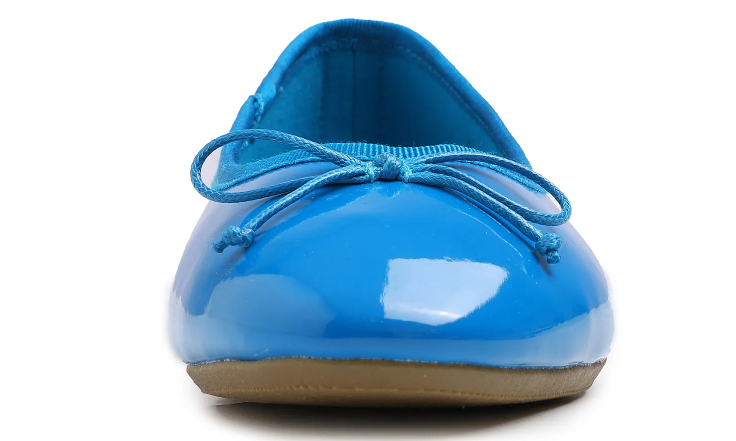 Feversole Women's Macaroon Dodge Blue Memory Foam Cushion Insock Patent Ballet Flat