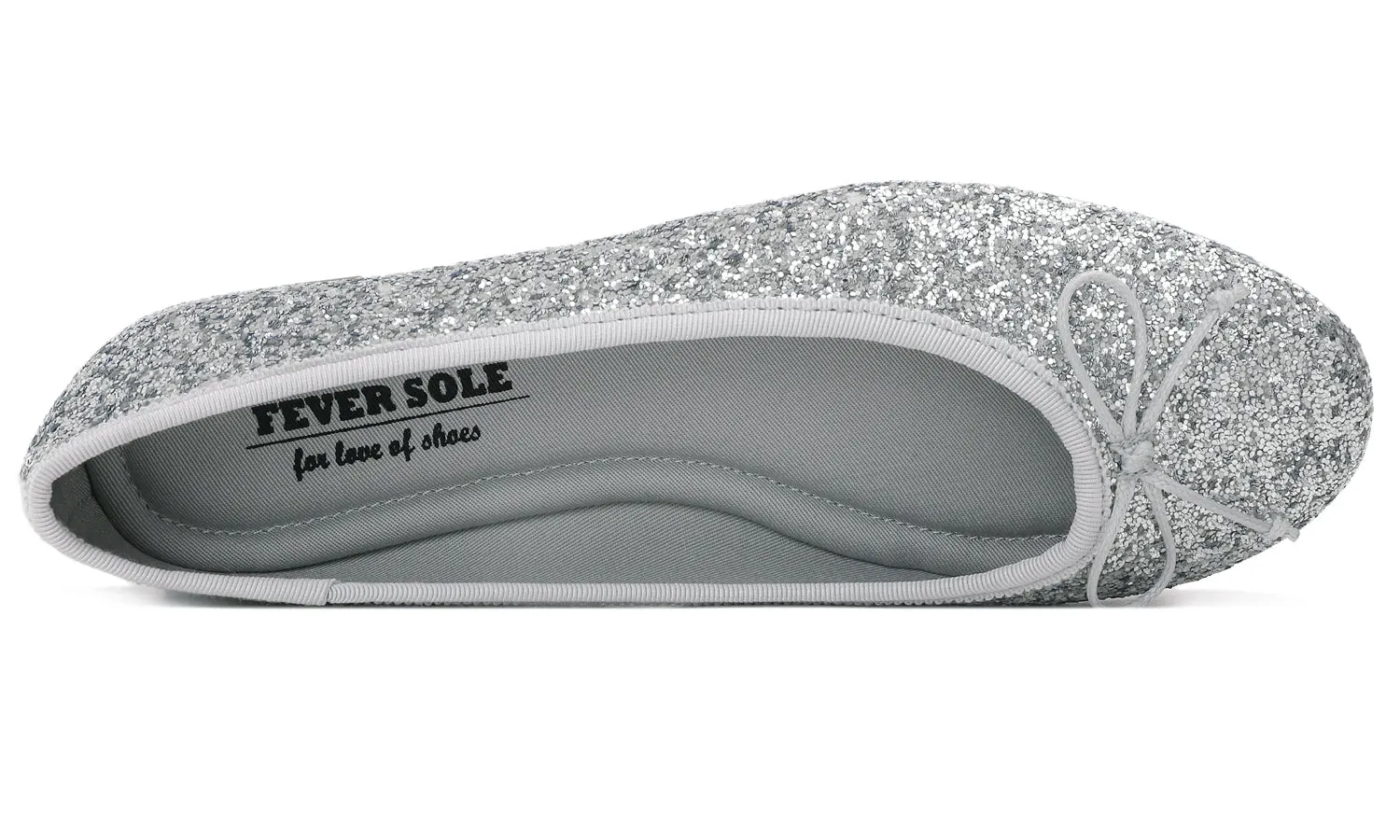 Feversole Women's Macaroon Glitter Silver Memory Foam Cushion Insock Patent Ballet Flat