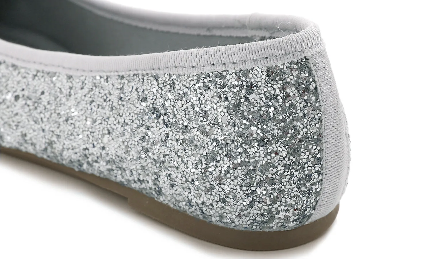 Feversole Women's Macaroon Glitter Silver Memory Foam Cushion Insock Patent Ballet Flat