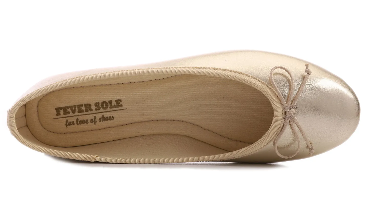 Feversole Women's Macaroon Gold Memory Foam Cushion Insock Patent Ballet Flat