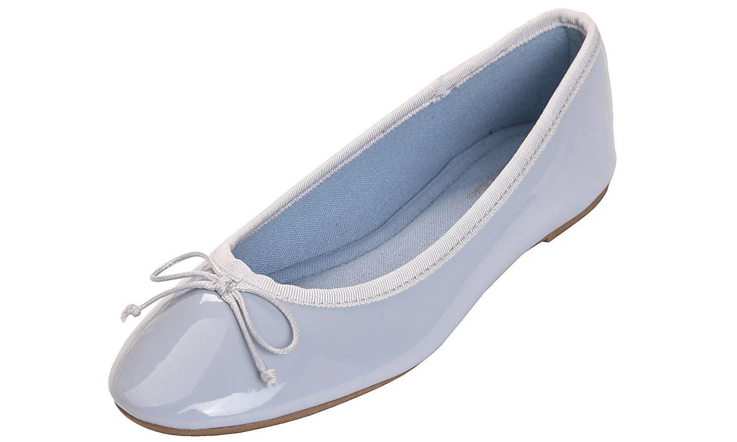 Feversole Women's Macaroon Light Blue Memory Foam Cushion Insock Patent Ballet Flat