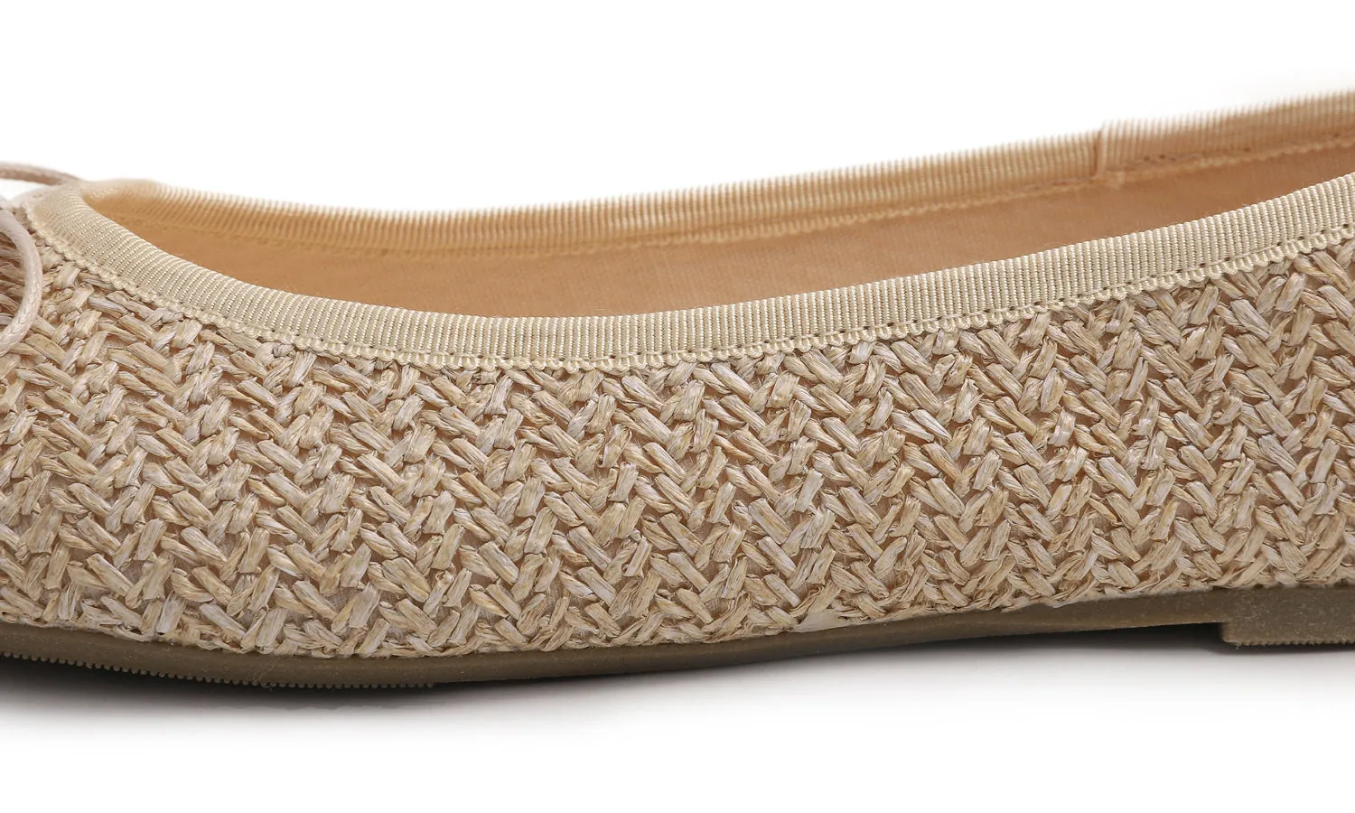 Feversole Women's Macaroon Raffia Beige Memory Foam Cushion Insock Ballet Flat