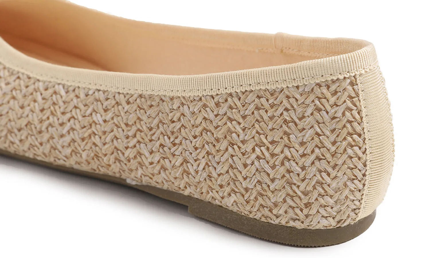 Feversole Women's Macaroon Raffia Beige Memory Foam Cushion Insock Ballet Flat