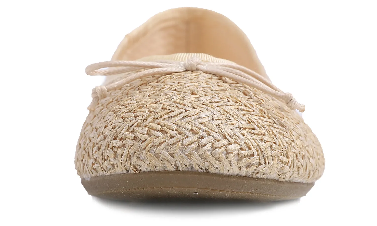 Feversole Women's Macaroon Raffia Beige Memory Foam Cushion Insock Ballet Flat