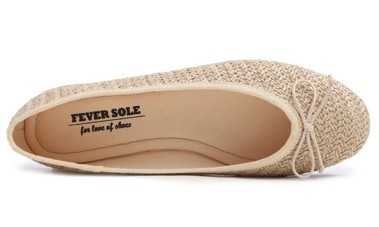 Feversole Women's Macaroon Raffia Beige Memory Foam Cushion Insock Ballet Flat