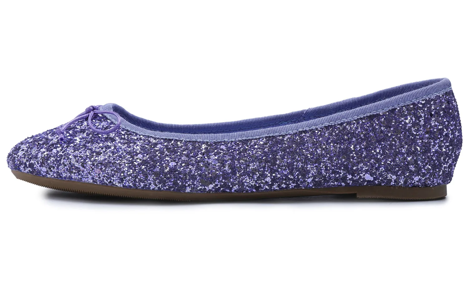 Feversole Women's Sparkle Memory Foam Cushioned Colorful Shiny Ballet Flats Glitter Lavender Purple