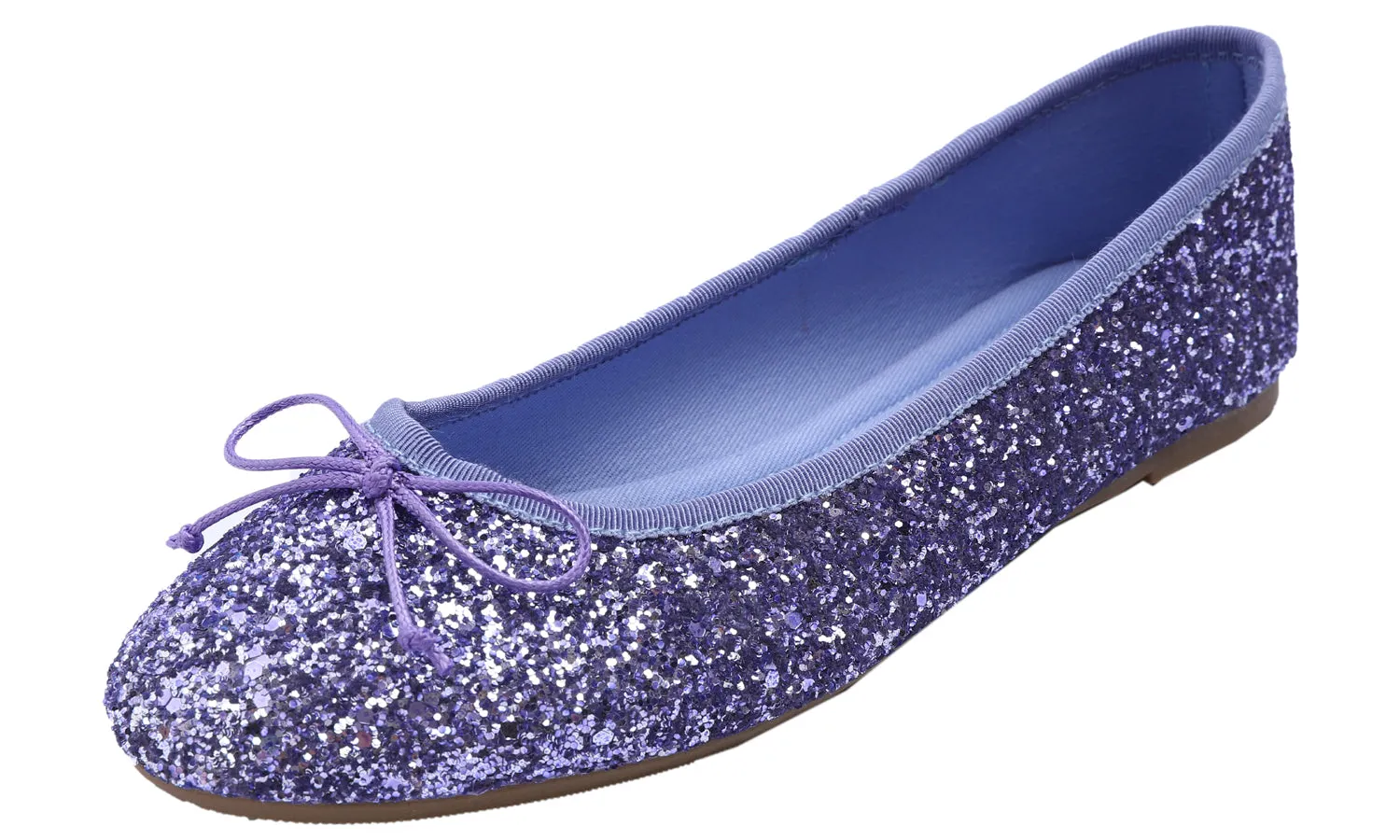 Feversole Women's Sparkle Memory Foam Cushioned Colorful Shiny Ballet Flats Glitter Lavender Purple