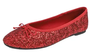 Feversole Women's Sparkle Memory Foam Cushioned Colorful Shiny Ballet Flats Glitter Red