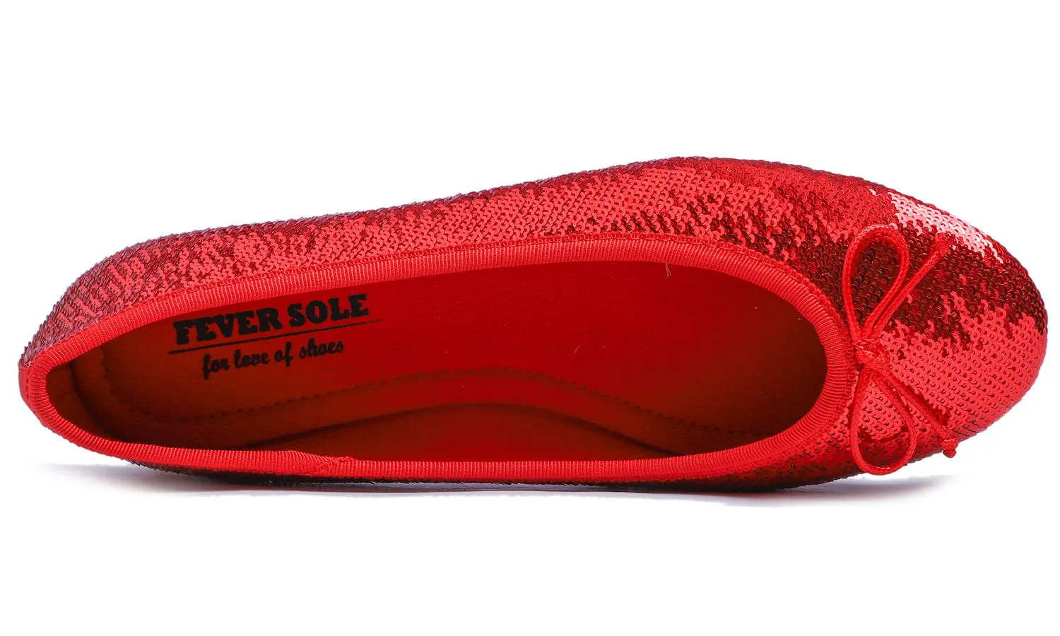 Feversole Women's Sparkle Memory Foam Cushioned Colorful Shiny Ballet Flats Red Sequin