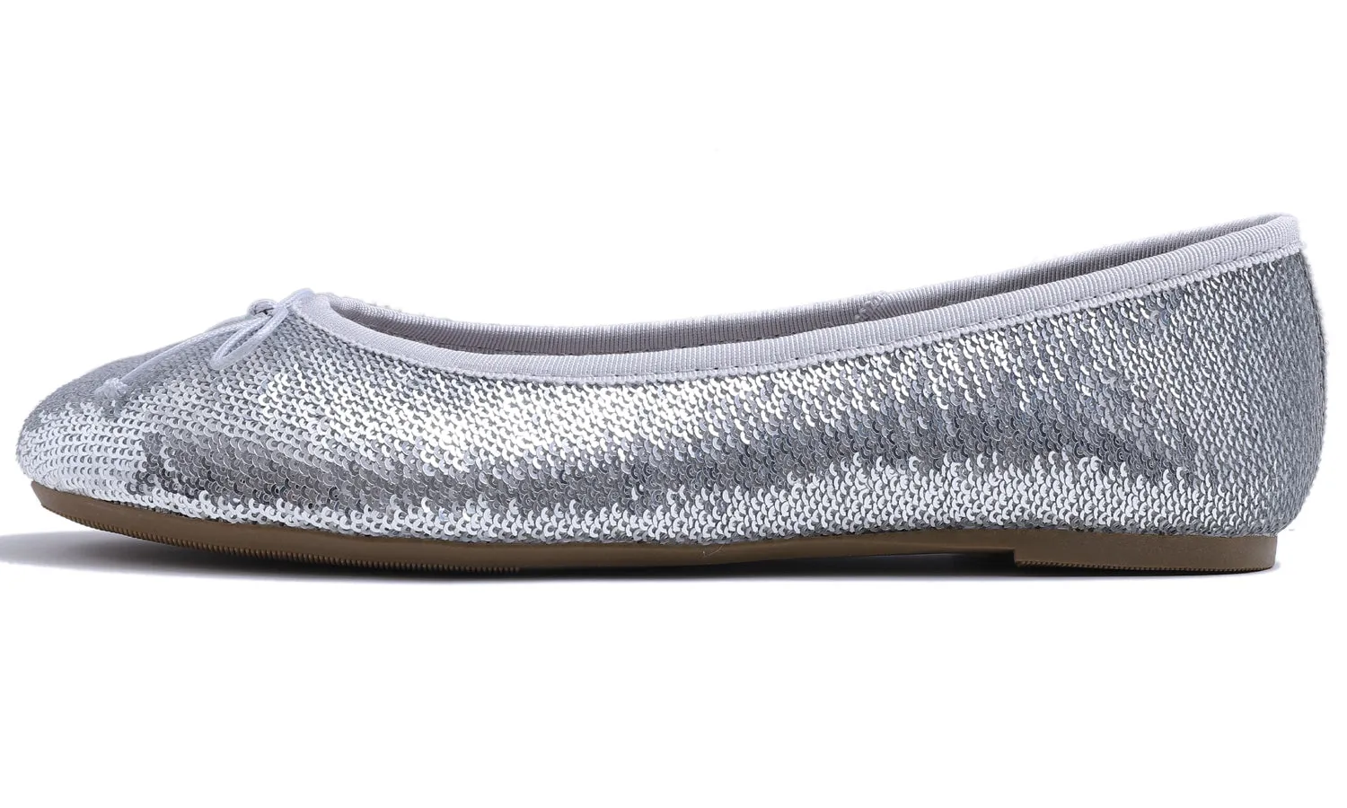 Feversole Women's Sparkle Memory Foam Cushioned Colorful Shiny Ballet Flats Silver Sequin