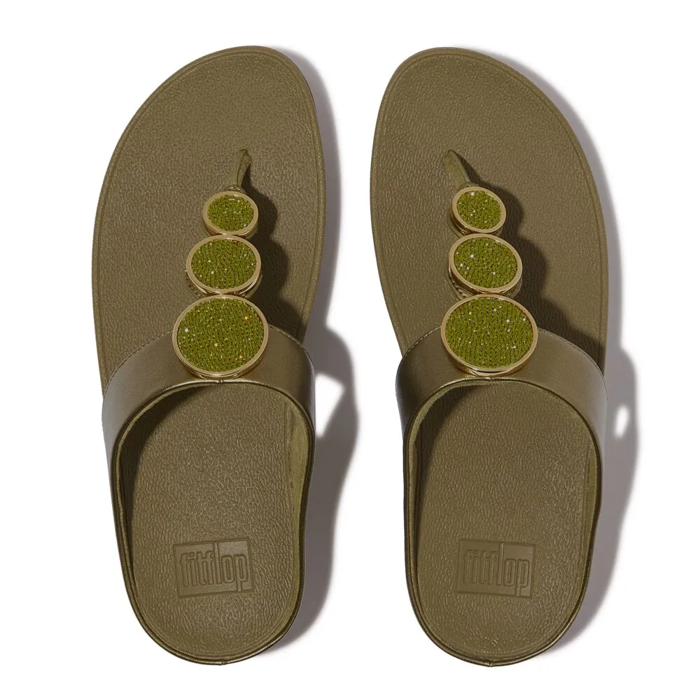 FitFlop Halo Bead Circle Metallic Sandals - Camo Green