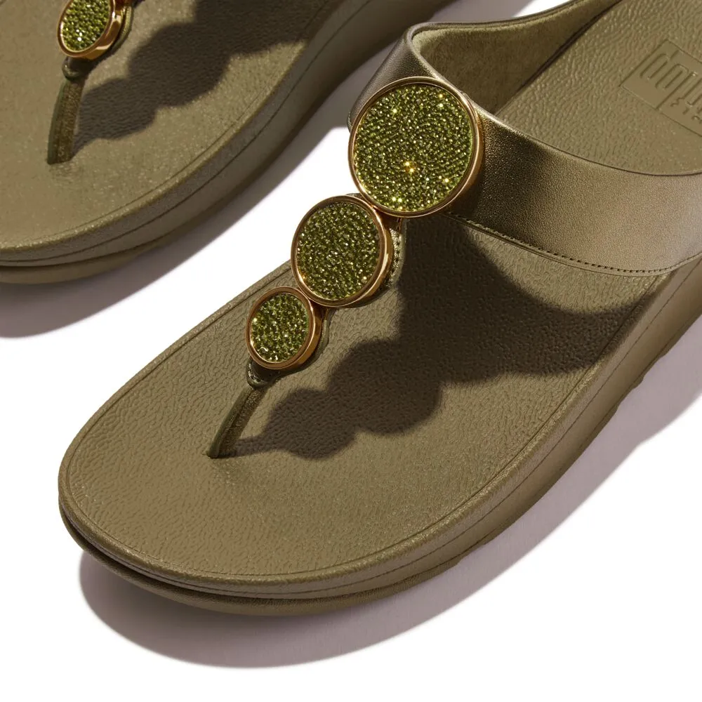 FitFlop Halo Bead Circle Metallic Sandals - Camo Green