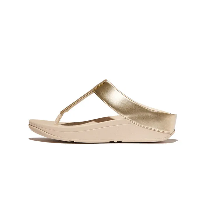 Fitflop Women Fino Glitterdust Metallic Toe-Post Sandals |IK5-675| Platino