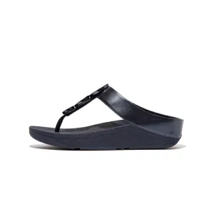 Fitflop Women Halo Bead-Circle Metallic Toe-Post Sandals |HJ1-B84| Metallic Midnight Navy