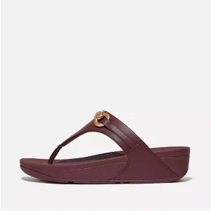 Fitflop Women Lulu Chunky-Snaffle Leather Toe-Post Sandals |HY7-C01| Deep Maroon