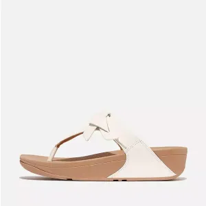 Fitflop Women Lulu Folded-Knot Leather Toe-Post Sandals |IA2-194| Urban White