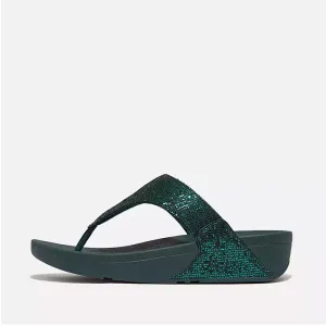 Fitflop Women Lulu Glitterball Toe-Post Sandals |IF9-B91| Metallic Deep Teal