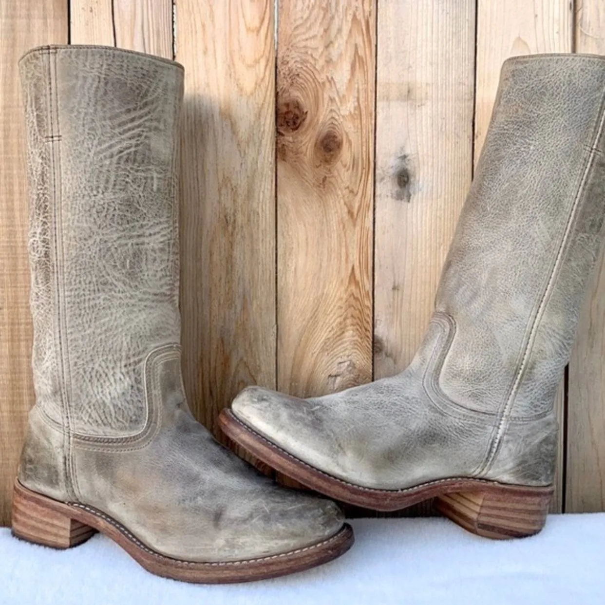 FRYE Campus 14L Vintage Gray Green Blue  Western Motorcycle Boots