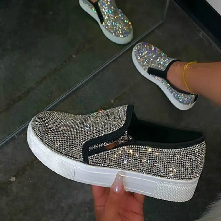 Full Rhinestone Flat Shoes