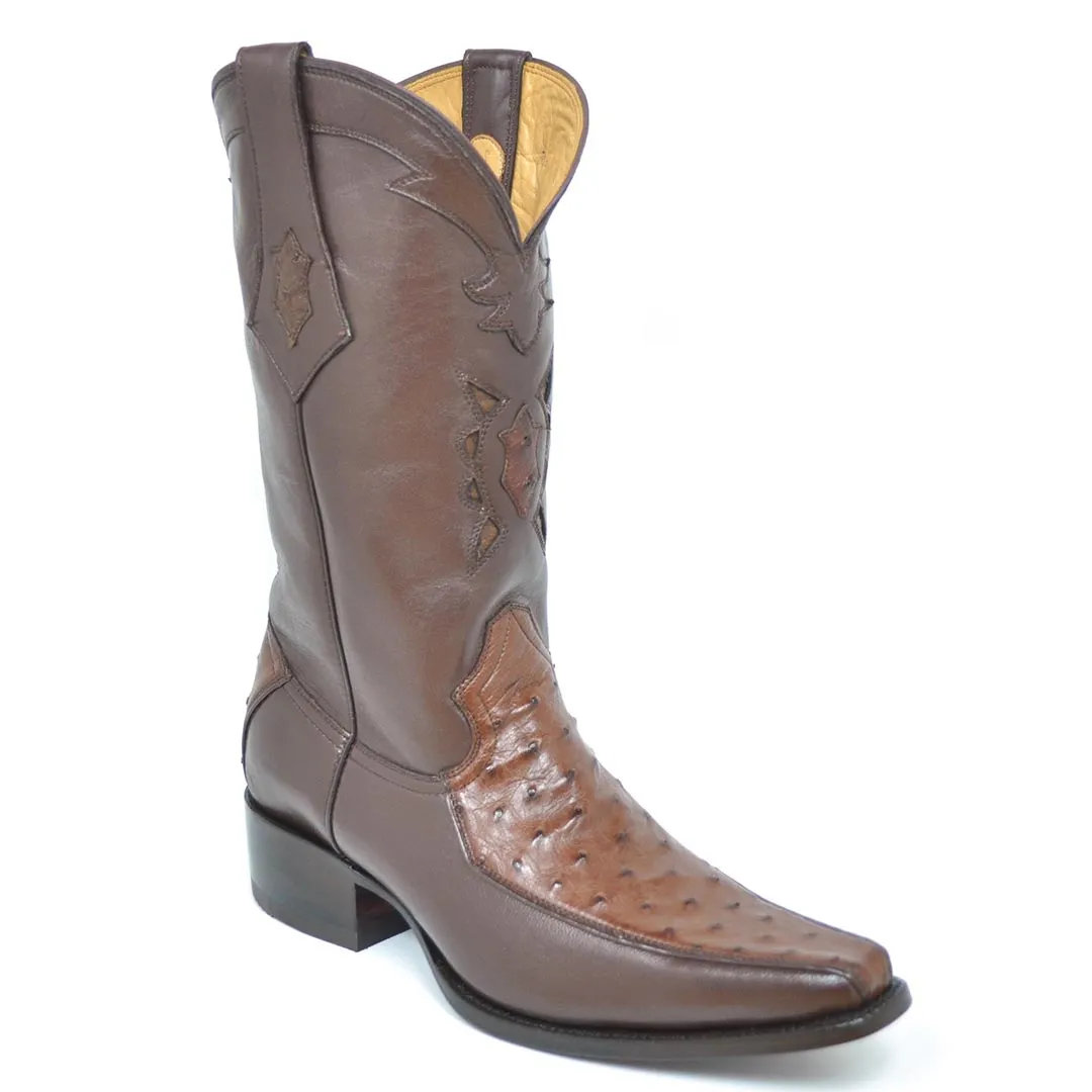 Gavel Men's Vela Spanish Toe Ostrich Boots - Tobacco