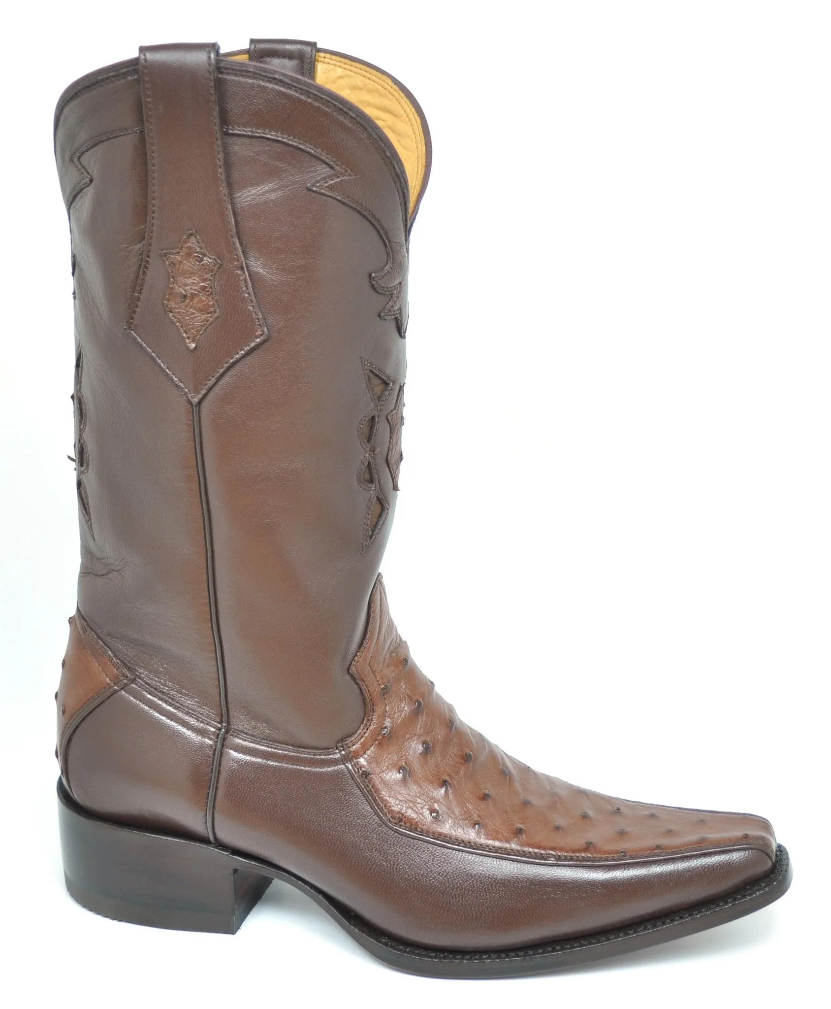 Gavel Men's Vela Spanish Toe Ostrich Boots - Tobacco