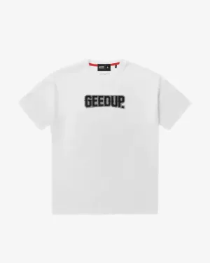 GEEDUP PLAY FOR KEEPS 13 YR WHITE GREY TEE