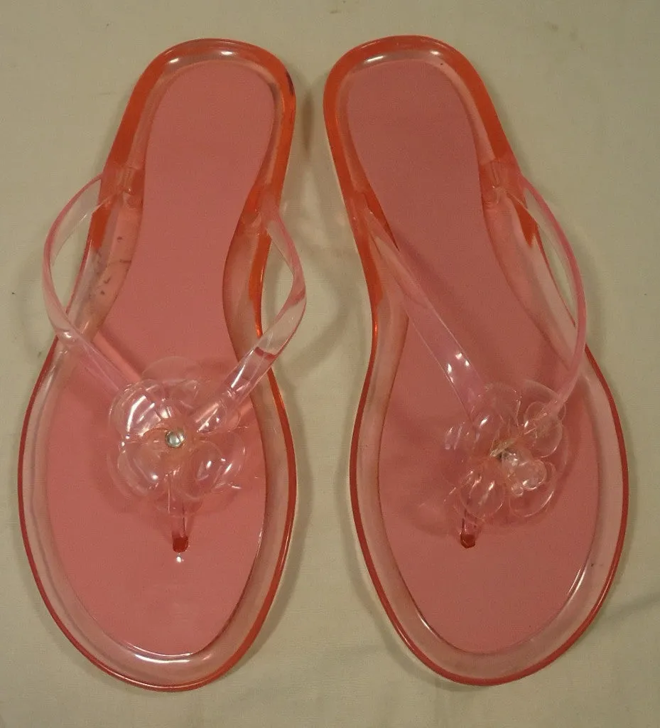 Generic Flip Flop Shoes Man Made Female Adult Large 9-10 Pink Flower 050912-1171er -- New No Tags