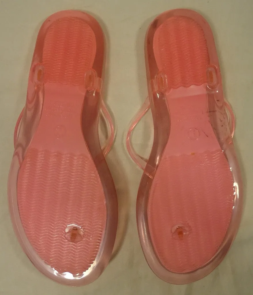 Generic Flip Flop Shoes Man Made Female Adult Large 9-10 Pink Flower 050912-1171er -- New No Tags